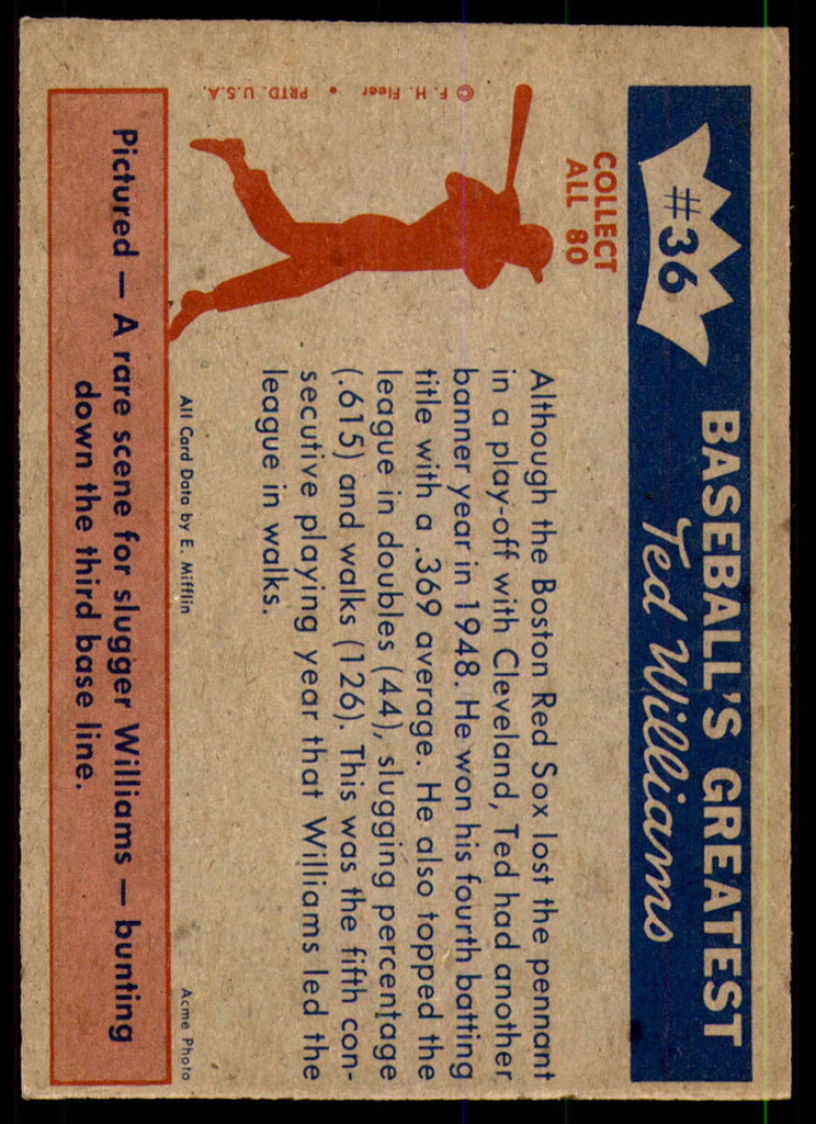 1959 Fleer Ted Williams #36 1948 - Banner Year For Ted VG-EX 