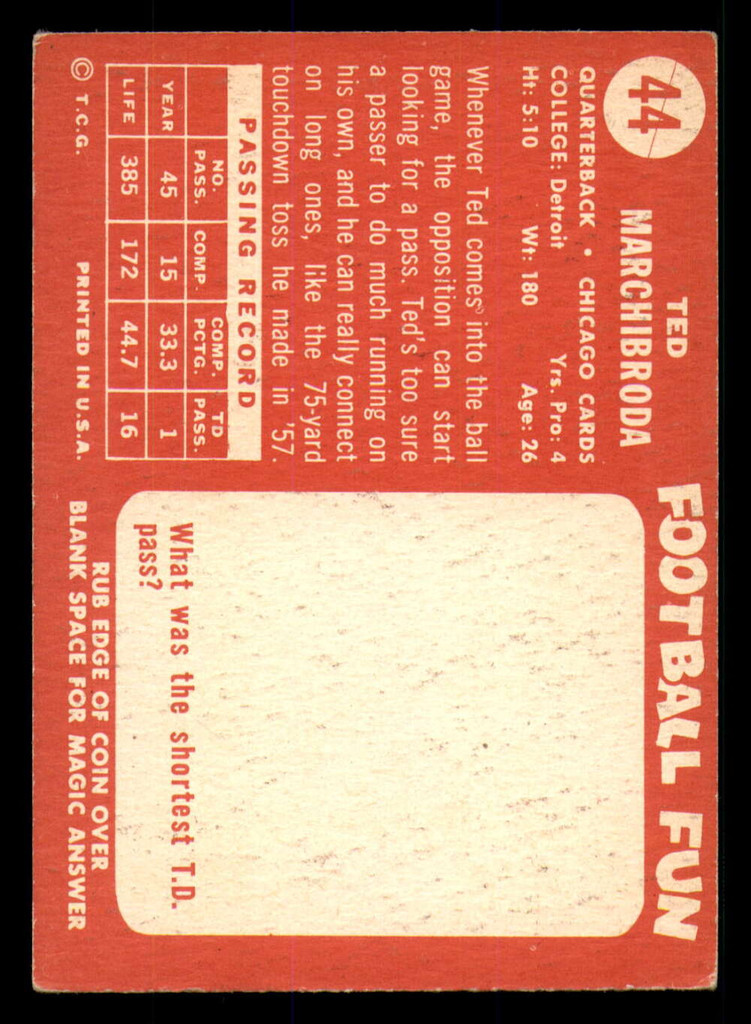 1958 Topps #44 Ted Marchibroda Excellent+  ID: 268246