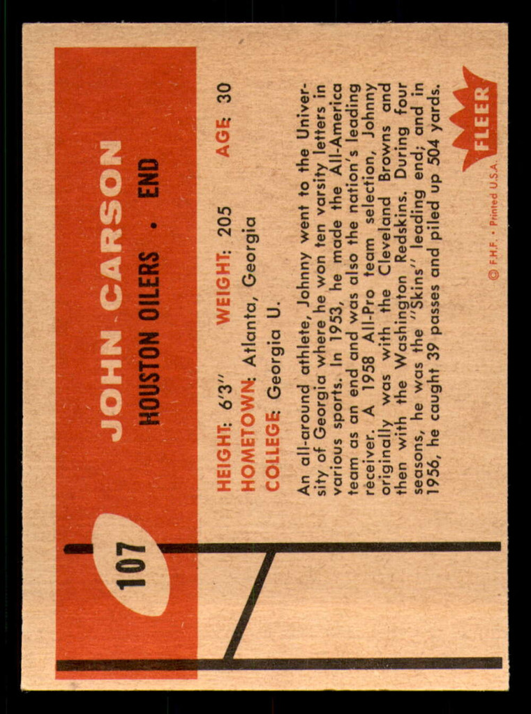 1960 Fleer #107 John Carson Near Mint 