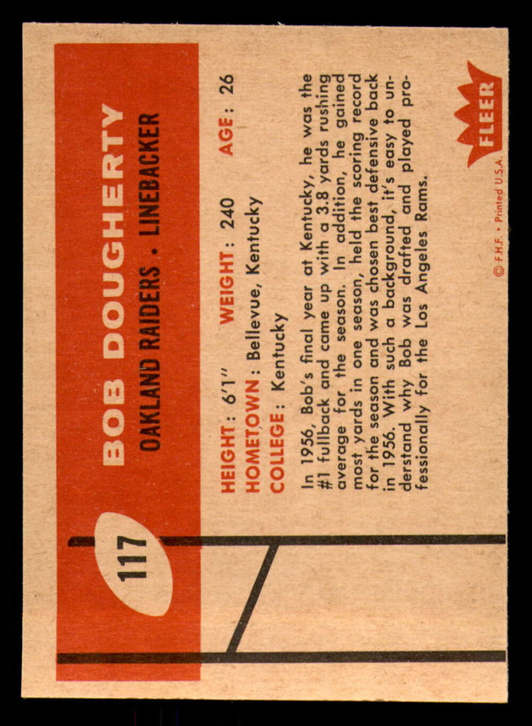 1960 Fleer #117 Bob Dougherty Near Mint  ID: 270982