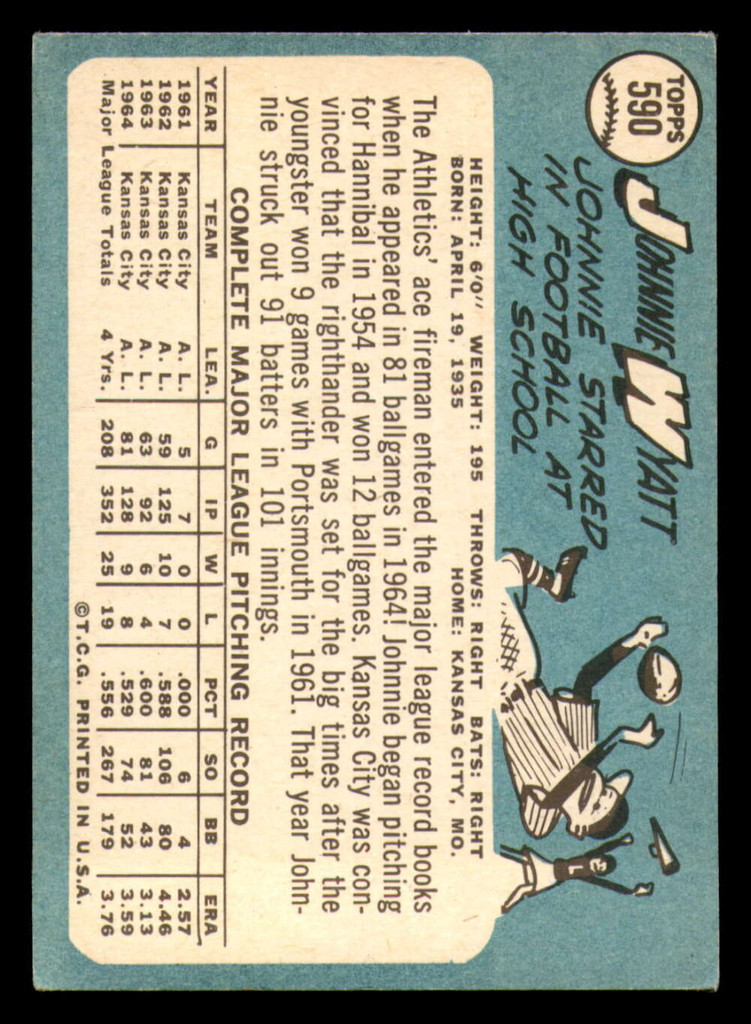 1965 Topps #590 John Wyatt Excellent  ID: 285656