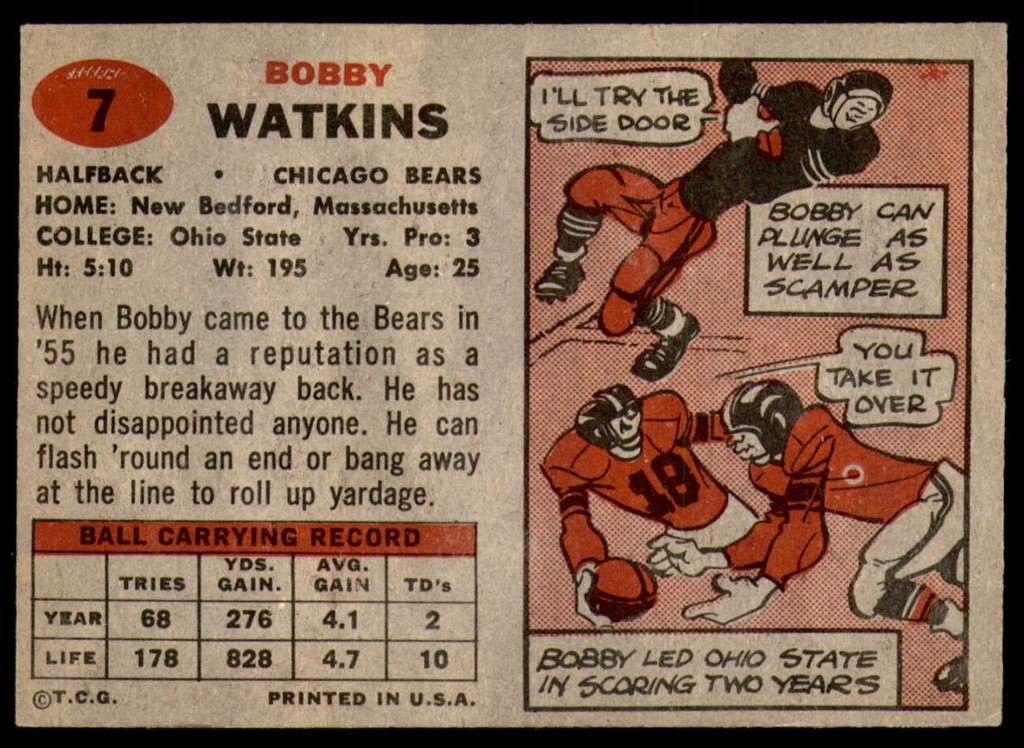 1957 Topps #7 Bobby Watkins Ex-Mint  ID: 252492