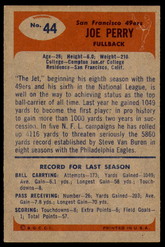 1955 Bowman #44 Joe Perry Excellent  ID: 225530