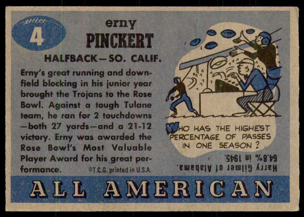 1955 Topps All American #4 Erny Pinckert Excellent+ 