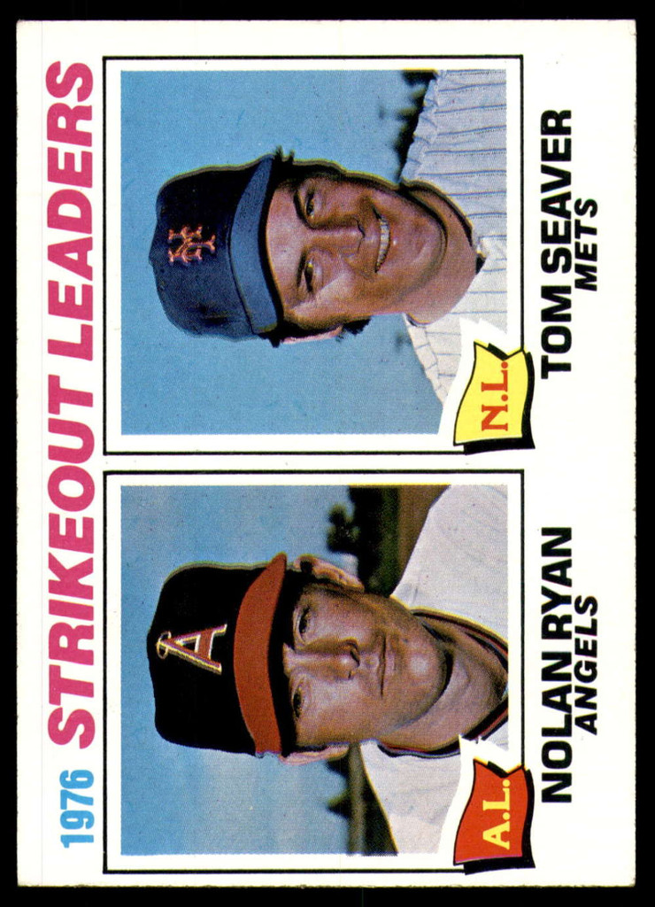 1977 Topps #   6 Nolan Ryan/Tom Seaver Strikeout Leaders Excellent+  ID: 246054