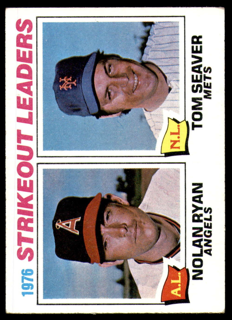 1977 Topps #   6 Nolan Ryan/Tom Seaver Strikeout Leaders Excellent+  ID: 246055