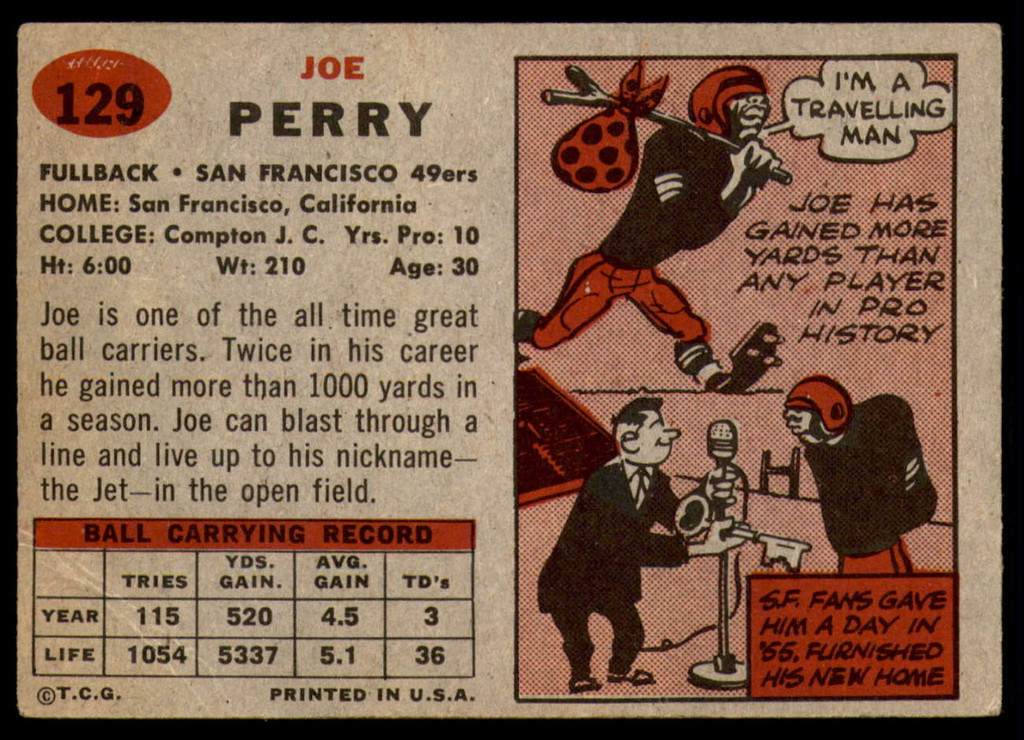 1957 Topps #129 Joe Perry DP Very Good  ID: 244188