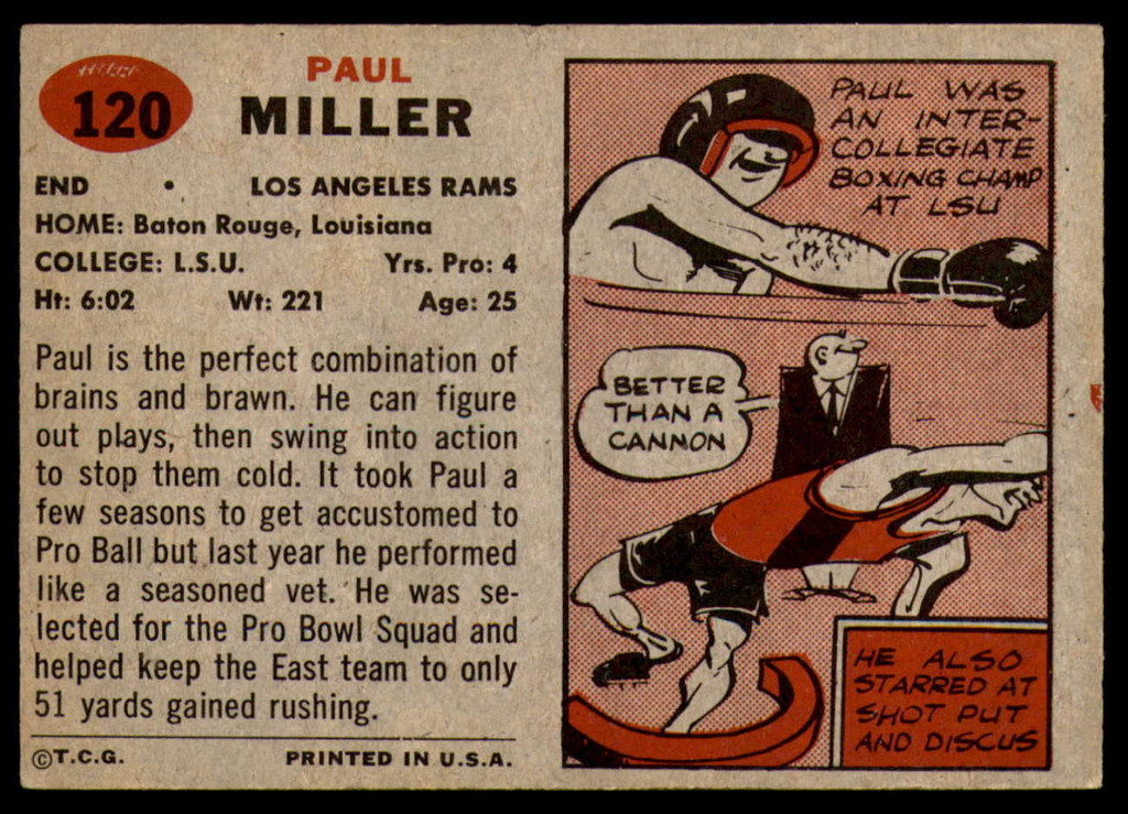 1957 Topps #120 Paul Miller DP Excellent+ RC Rookie 