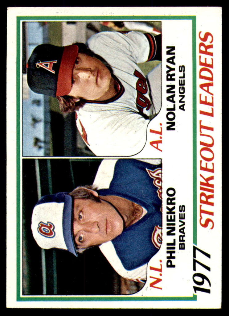 1978 Topps #206 Phil Niekro/Nolan Ryan Strikeout Leaders DP Near Mint  ID: 226618