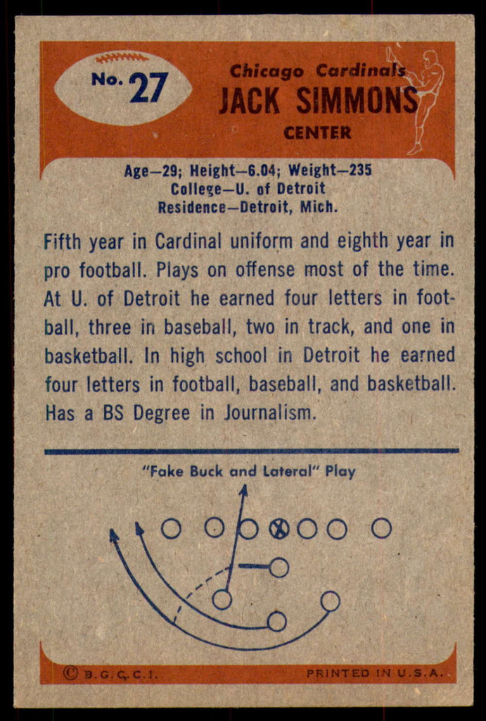 1955 Bowman #27 Jack Simmons Ex-Mint  ID: 243759