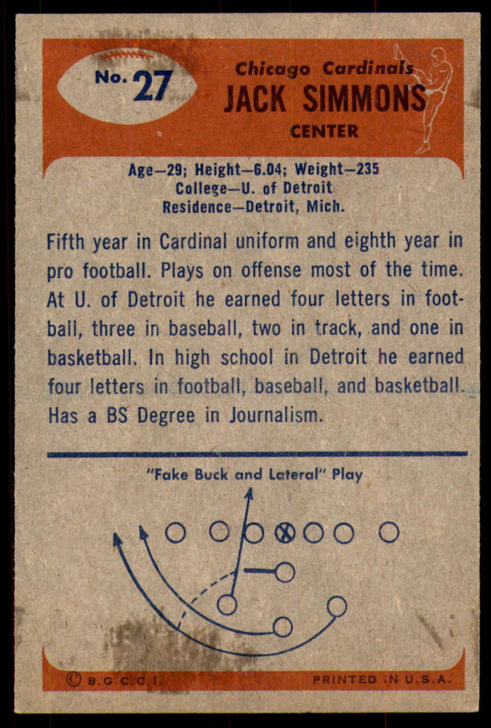 1955 Bowman #27 Jack Simmons Ex-Mint  ID: 243760