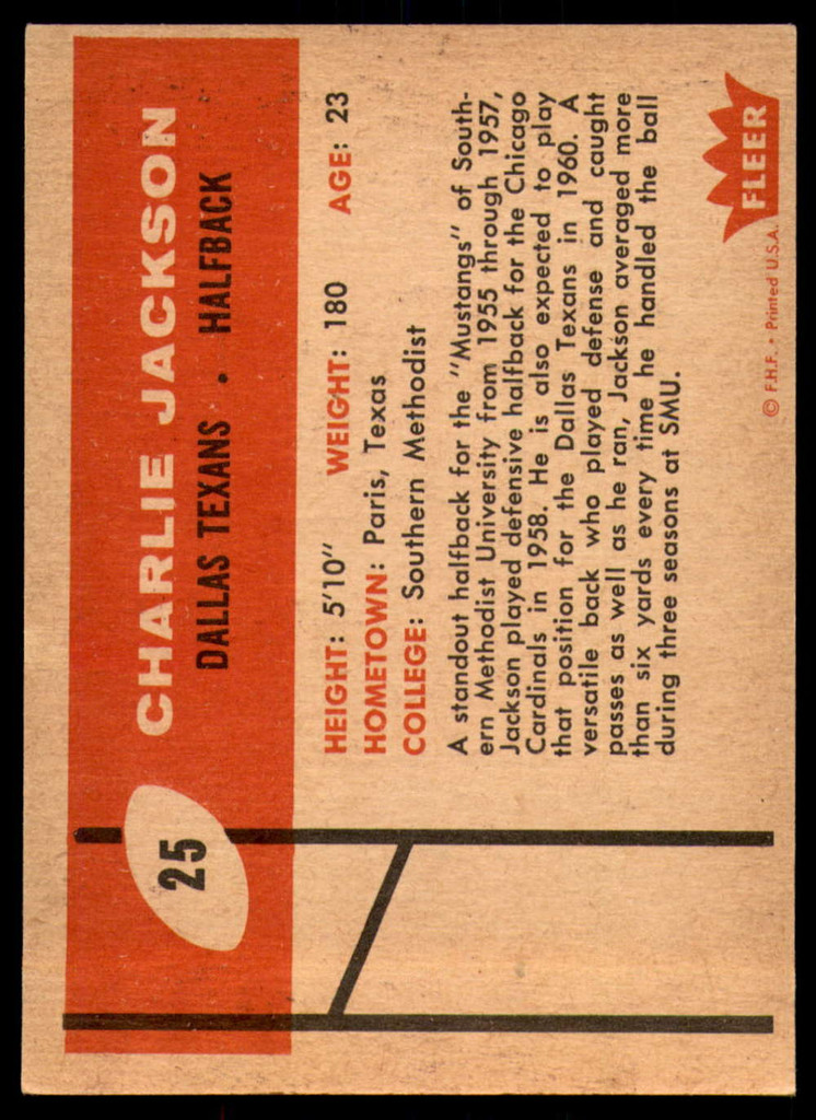 1960 Fleer #25 Charlie Jackson Excellent+  ID: 244629