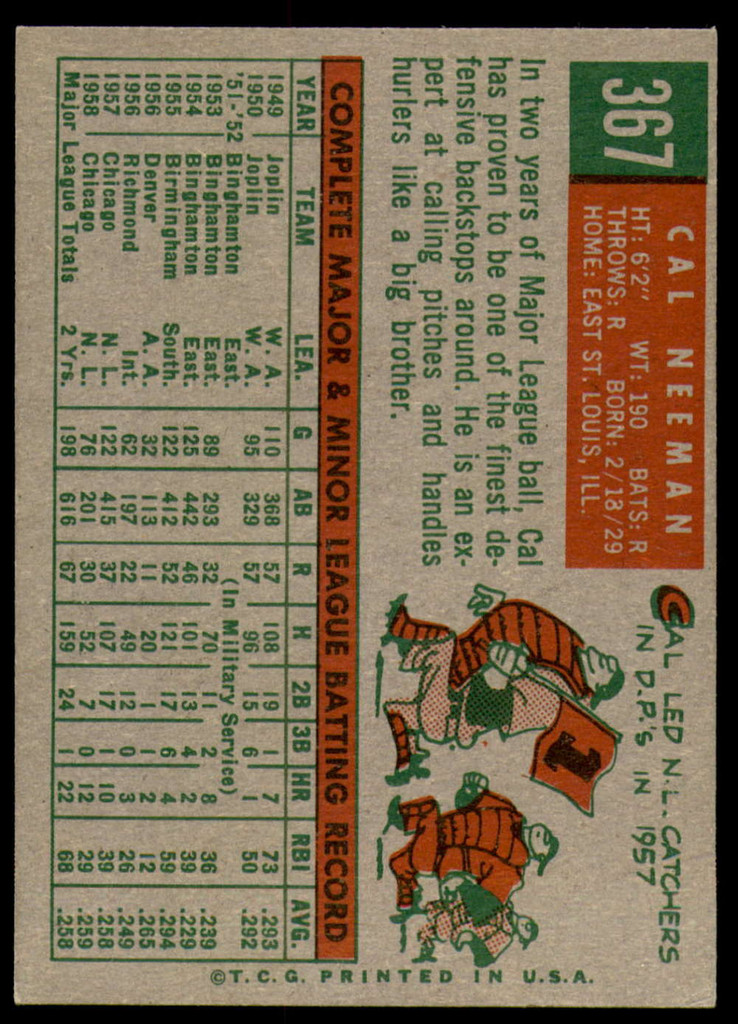 1959 Topps #367 Cal Neeman Ex-Mint  ID: 230718