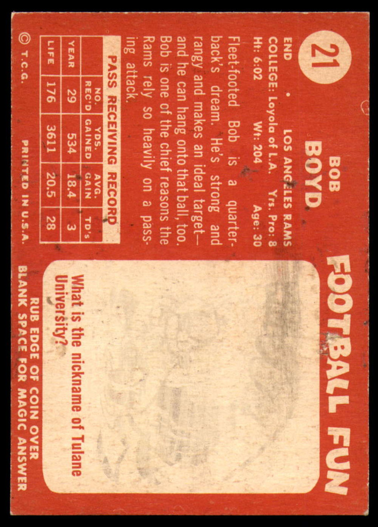 1958 Topps #21 Bob Boyd Ex-Mint  ID: 222545