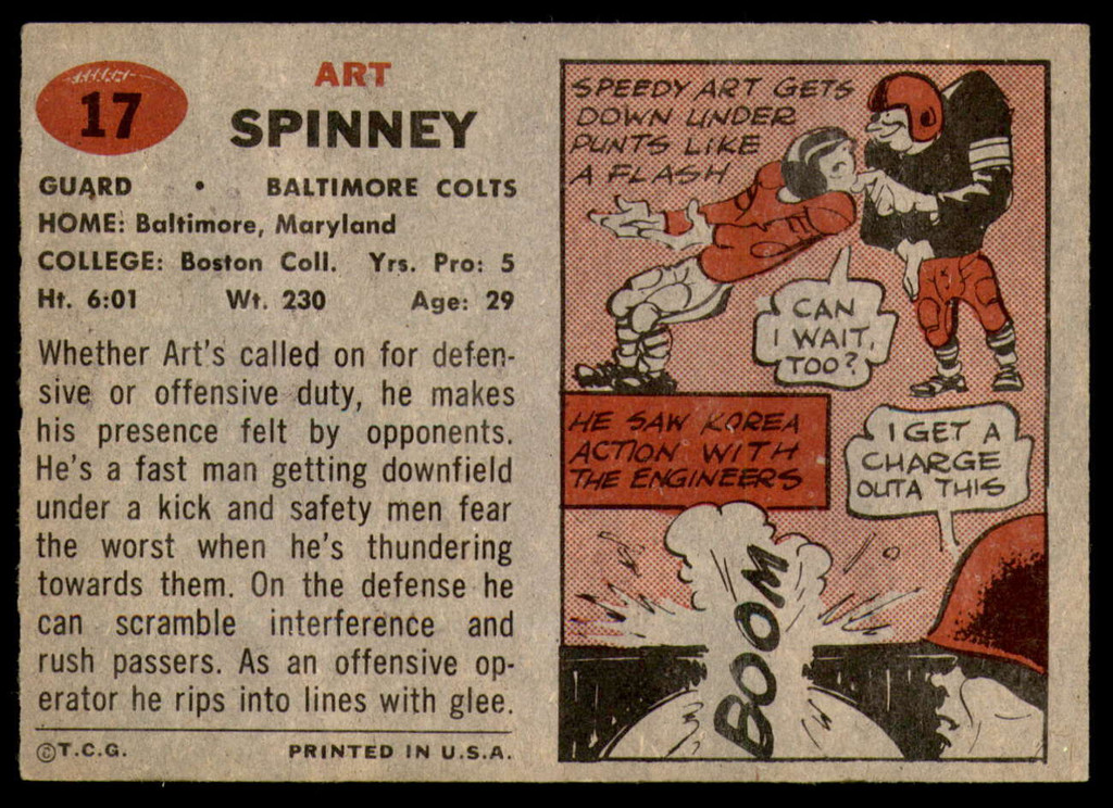 1957 Topps #17 Art Spinney Ex-Mint 