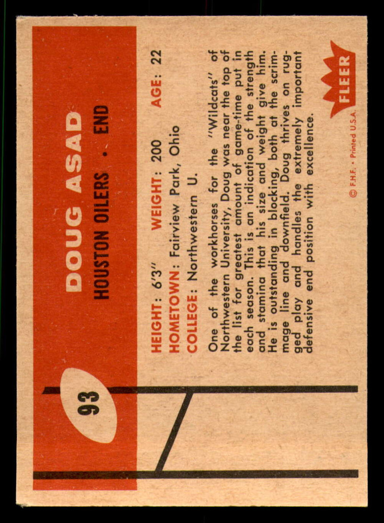 1960 Fleer #93 Doug Asad Ex-Mint 