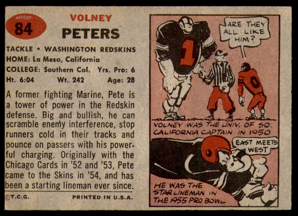 1957 Topps #84 Volney Peters Ex-Mint  ID: 252569