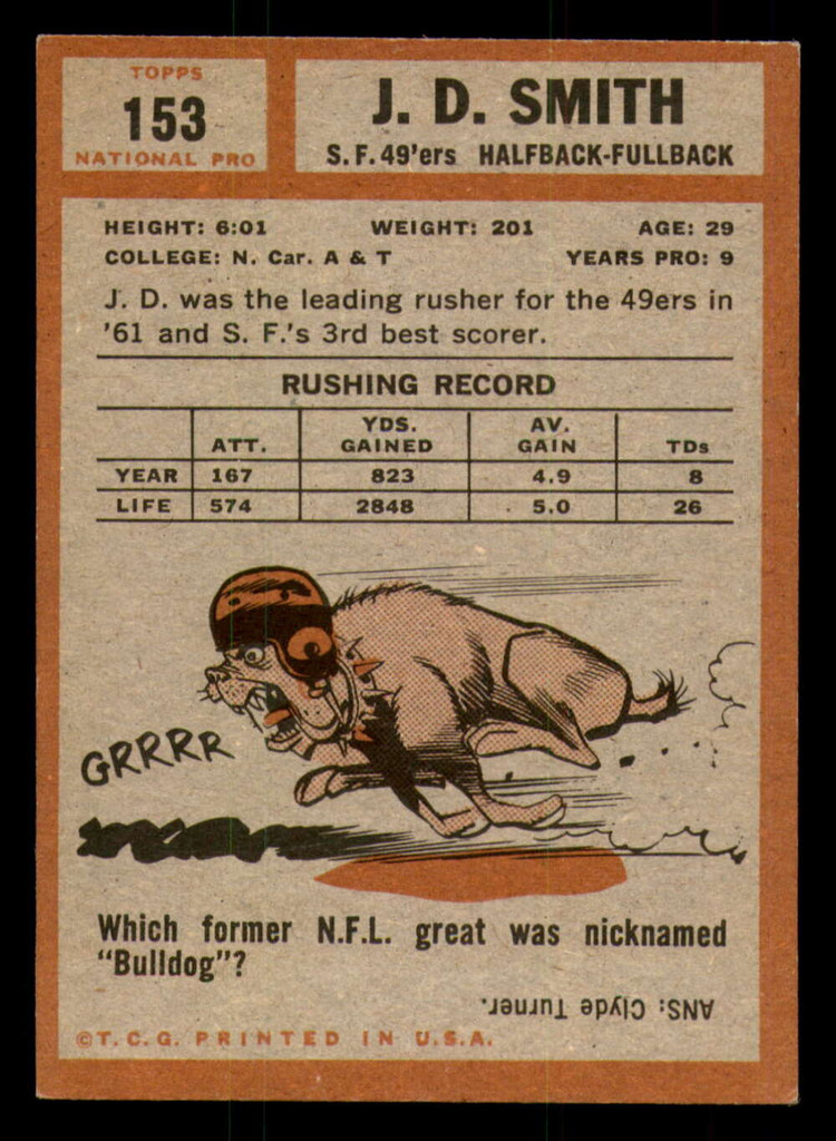 1962 Topps #153 J.D. Smith Excellent+  ID: 272830