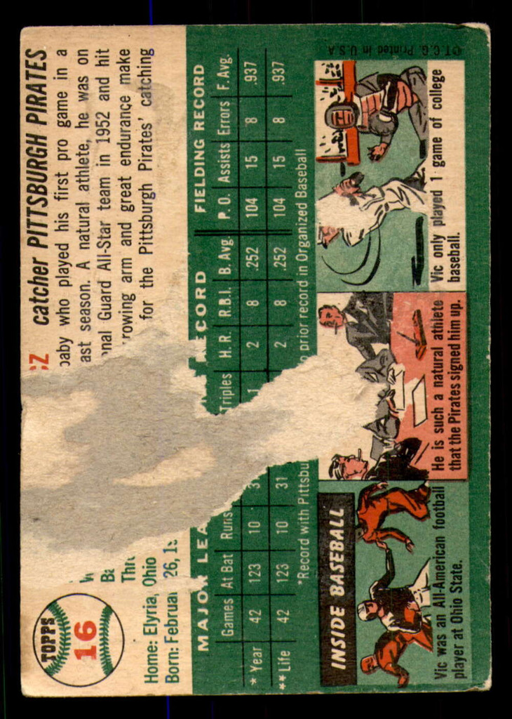 1954 Topps #16 Vic Janowicz Poor 