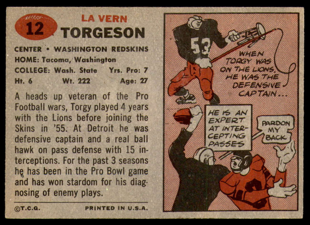 1957 Topps #12 Lavern Torgeson Excellent+ RC Rookie  ID: 252497