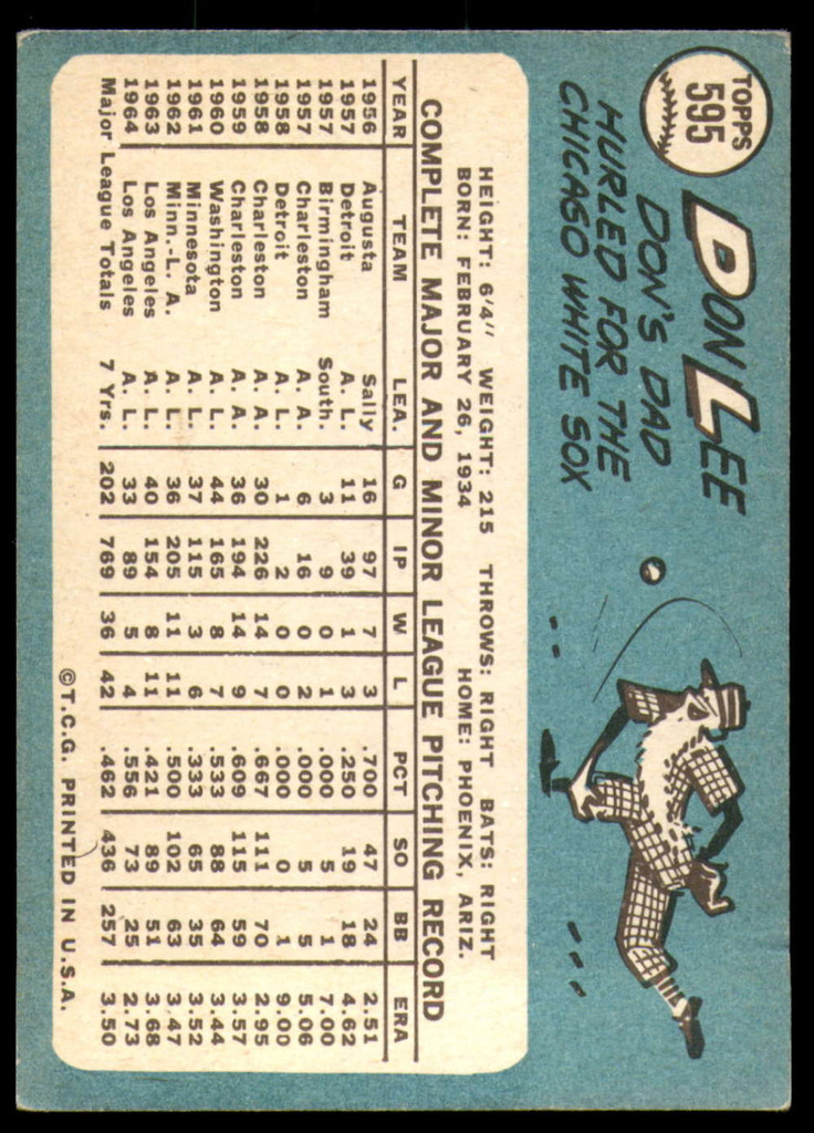 1965 Topps #595 Don Lee Very Good 