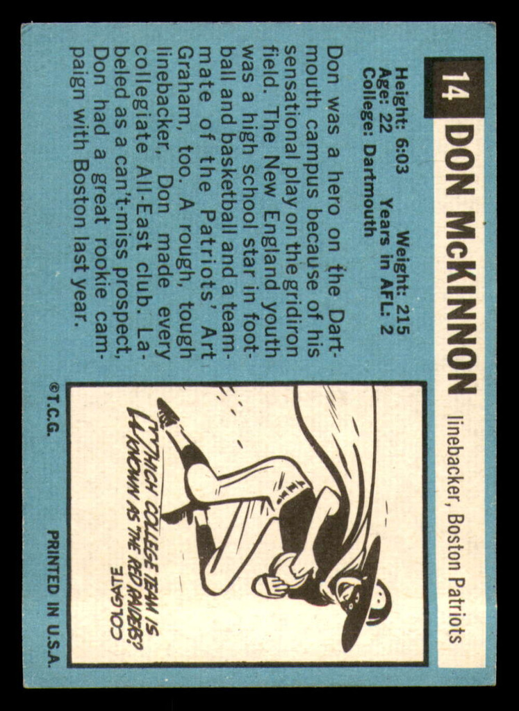 1964 Topps # 14 Don McKinnon Excellent+ 