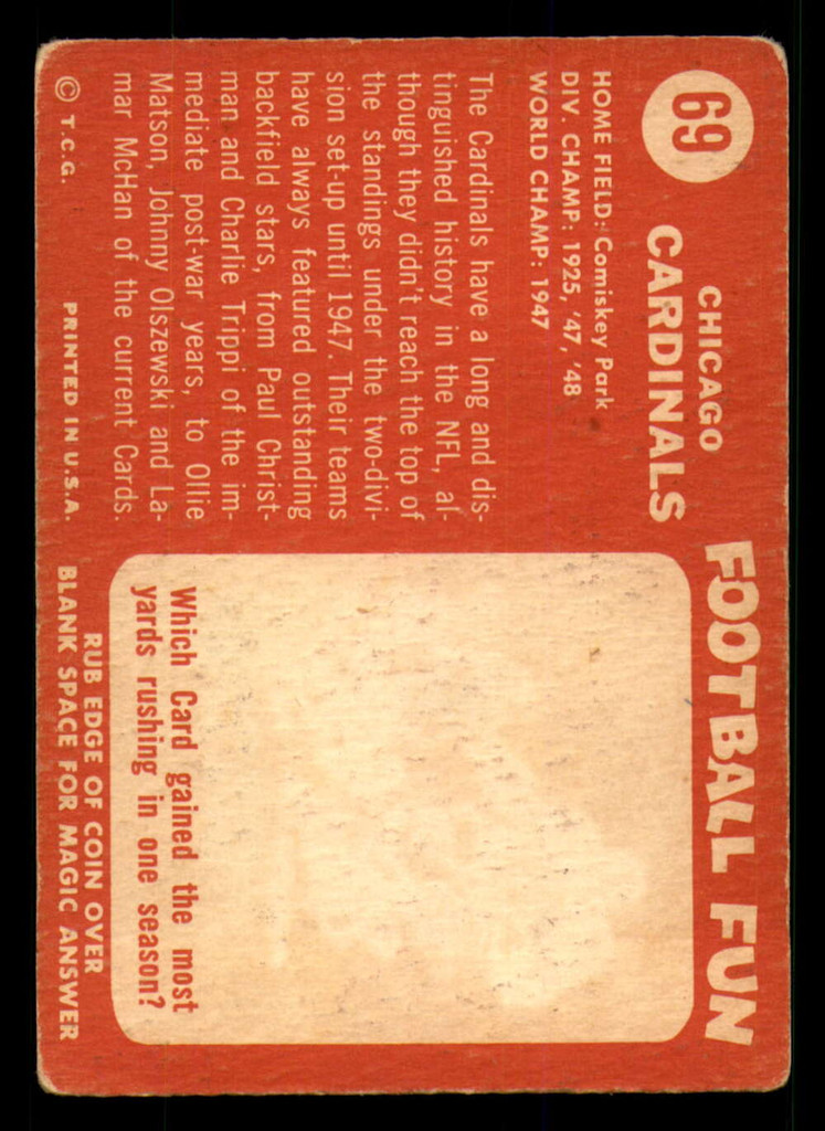 1958 Topps #69 Cardinals Team Very Good  ID: 268291
