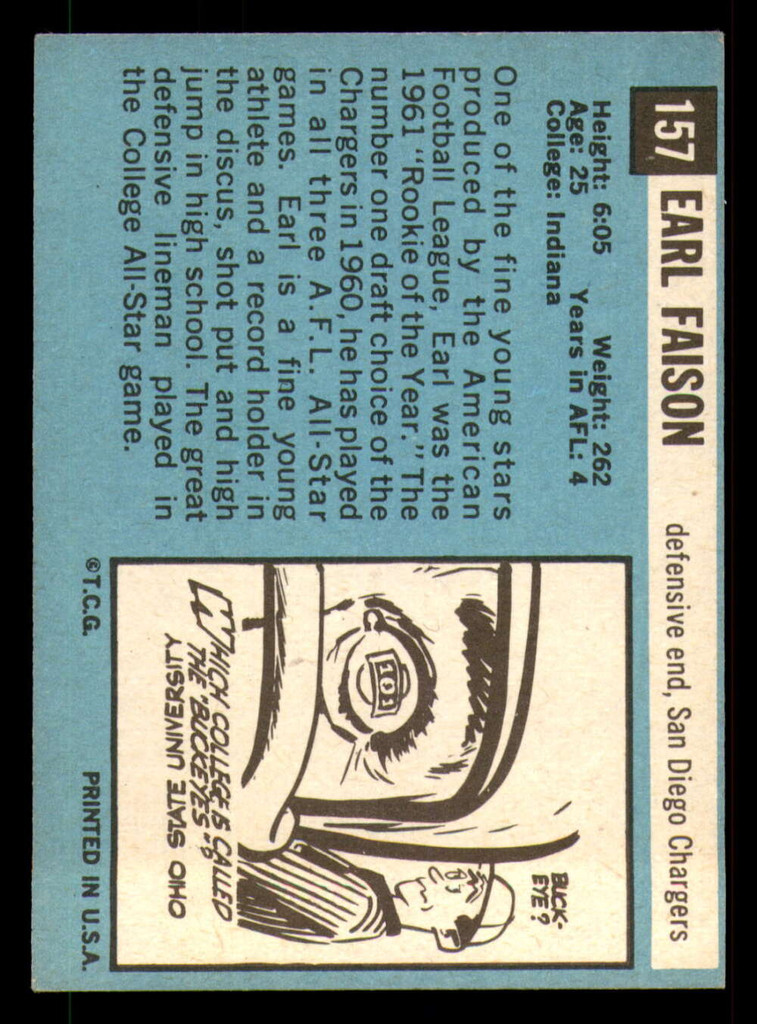 1964 Topps #157 Earl Faison Excellent 