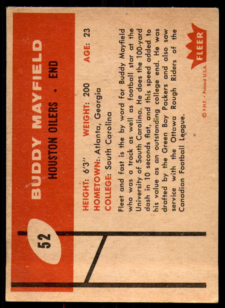 1960 Fleer #52 Buddy Mayfield Excellent 