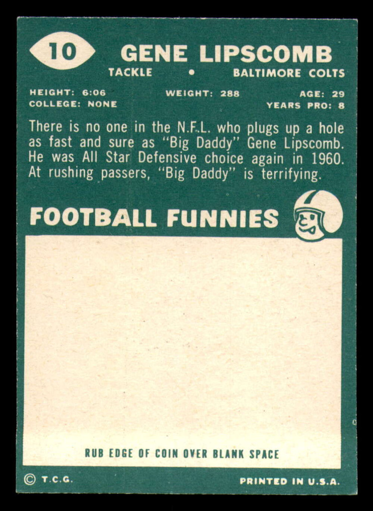 1960 Topps #10 Gene Lipscomb Excellent+  ID: 269701