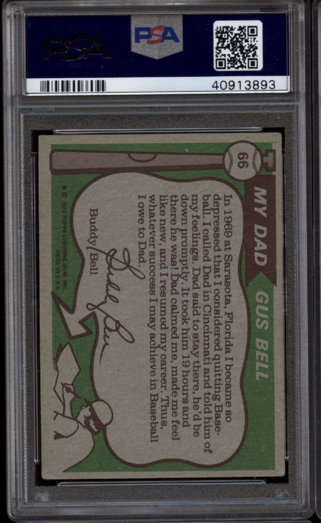 1976 Topps #66 Gus Bell Buddy Bell Signed Auto PSA/DNA Father & Son