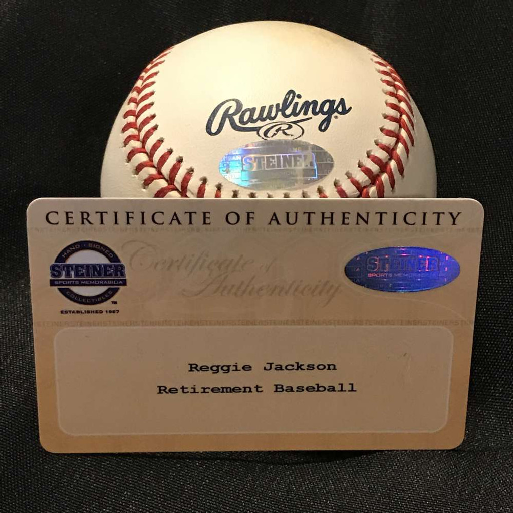 Reggie Jackson Signed Baseball Steiner Retirement Jersey #9 5-22-04 13 of 250 HOF
