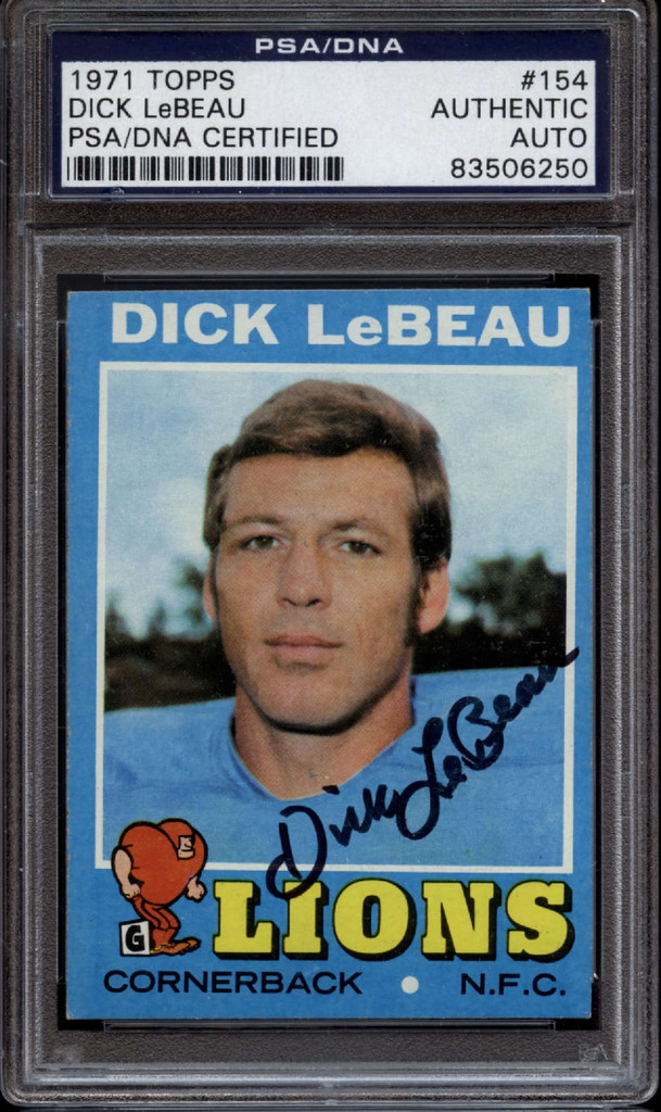 1971 Topps #154 Dick LeBeau PSA/DNA Signed Auto Lions Card