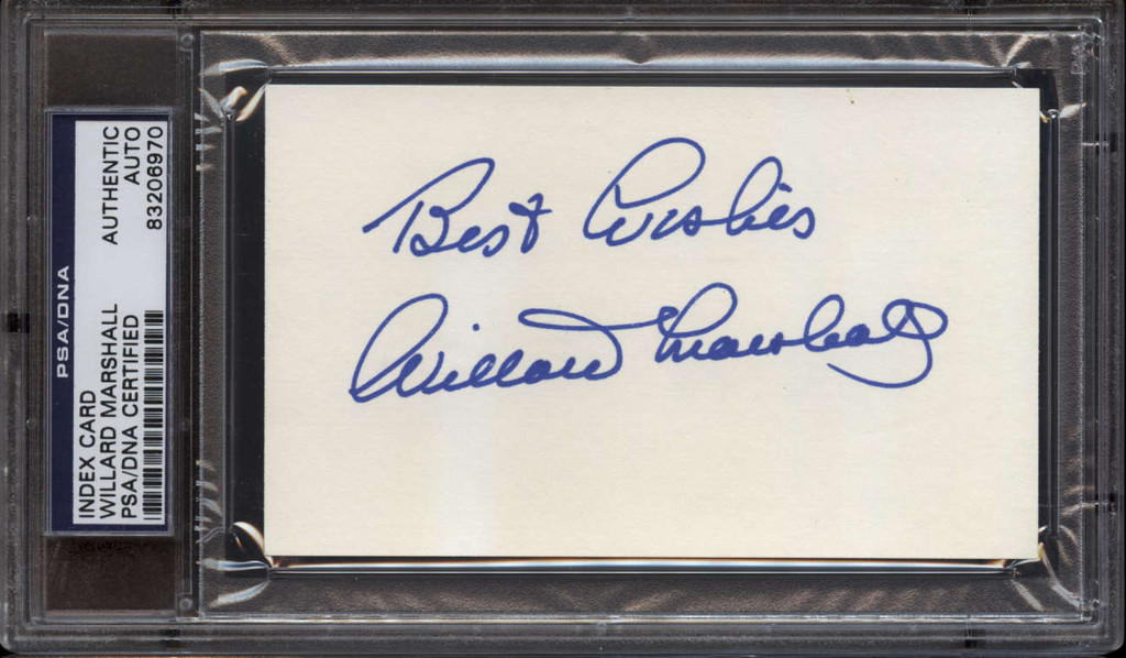 Willard Marshall Index Card Signed Best Wishes PSA/DNA Auto