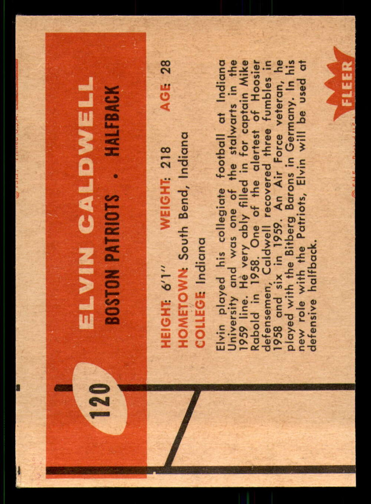 1960 Fleer #120 Elvin Caldwell Very Good 