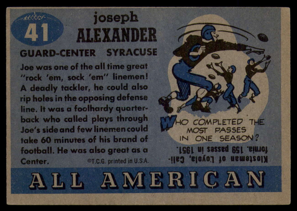 1955 Topps All American #41 Joe Alexander EX/NM SP ID: 116757