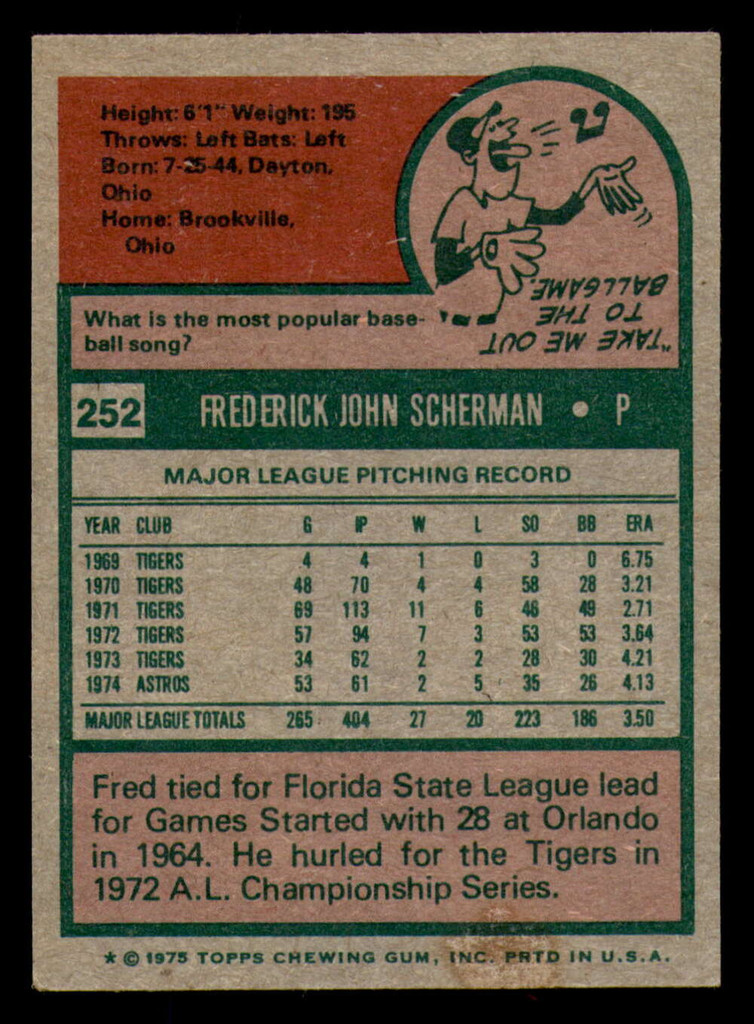 1975 Topps #252 Fred Scherman Ex-Mint  ID: 273923
