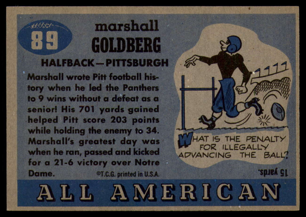1955 Topps All American #89 Marshall Goldberg EX/NM  ID: 116812