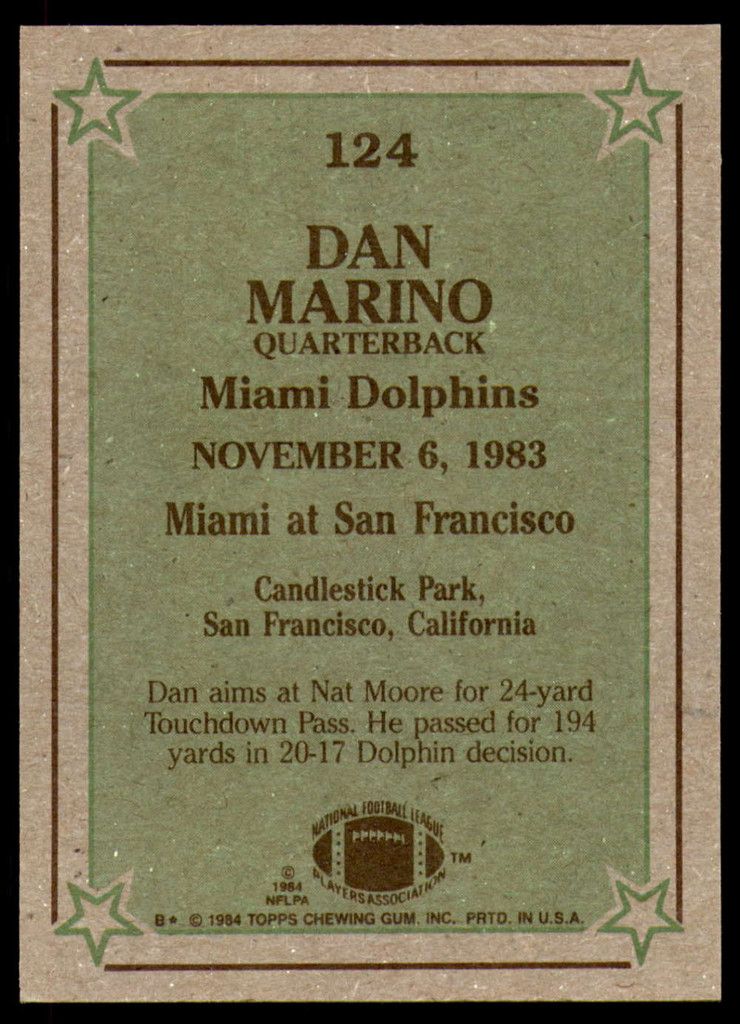 1984 Topps #124 Dan Marino IR NM-Mint 