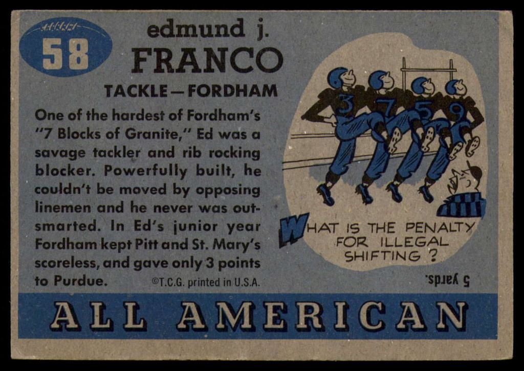 1955 Topps All American #58 Ed Franco EX++ Excellent++  ID: 116777