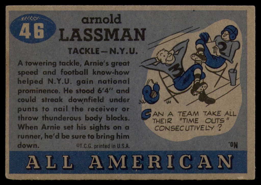 1955 Topps All American #46 Arnie Lassman EX++ Excellent++ 