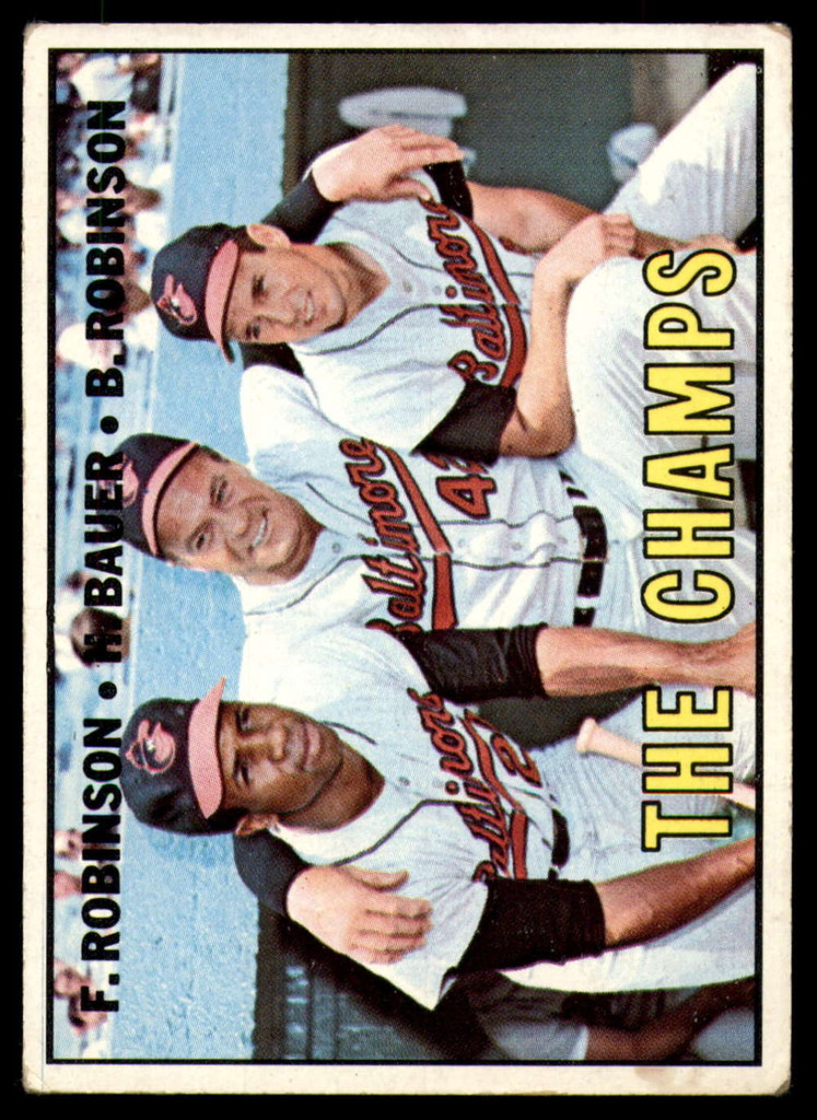 1967 Topps #   1 Frank Robinson/Hank Bauer/Brooks Robinson The Champs DP VG-EX  ID: 166087