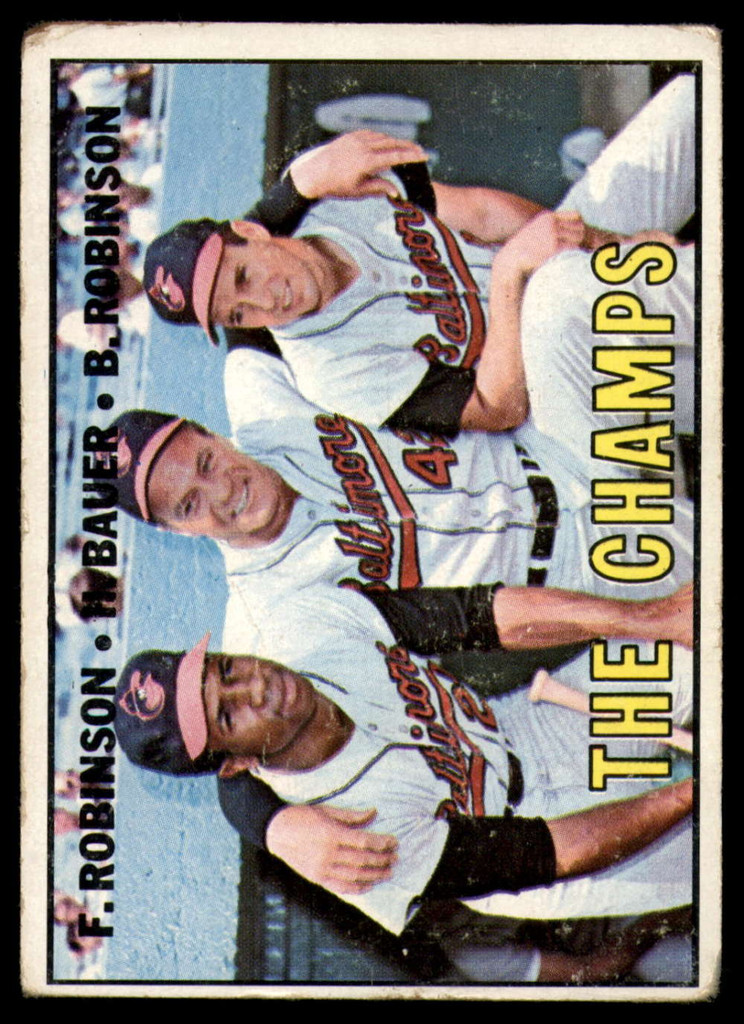 1967 Topps #   1 Frank Robinson/Hank Bauer/Brooks Robinson The Champs DP Very Good  ID: 150048