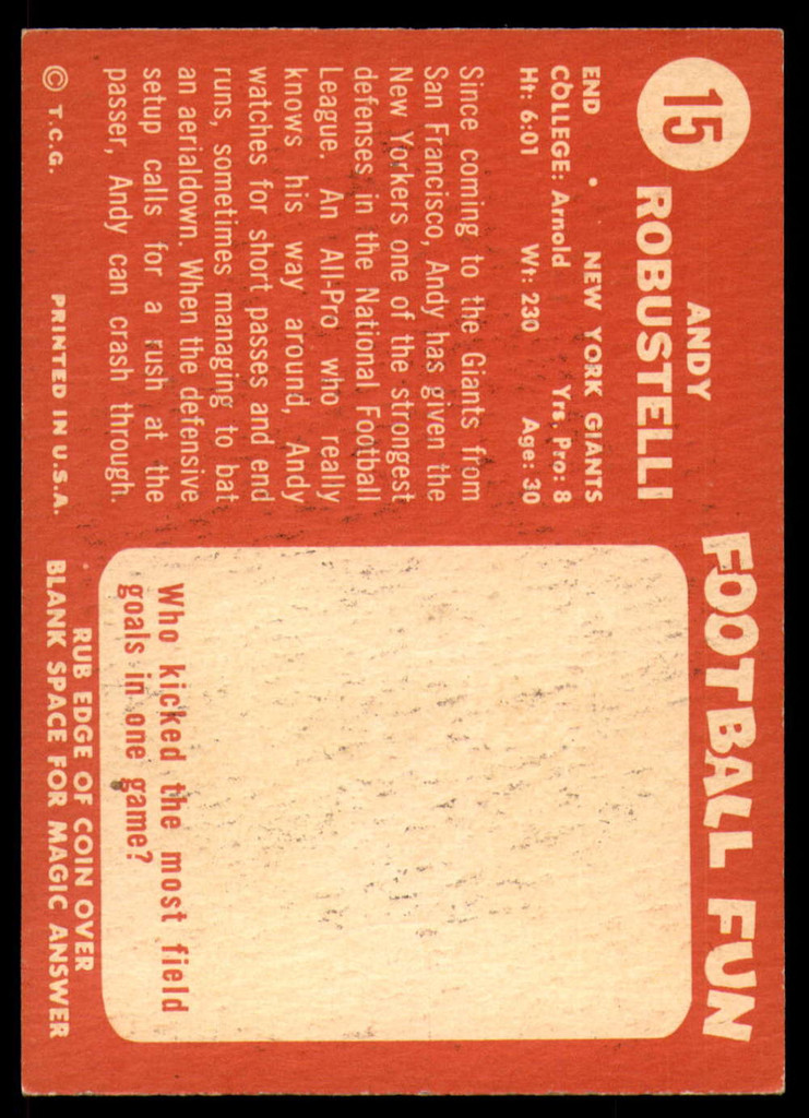 1958 Topps #15 Andy Robustelli Ex-Mint  ID: 199780