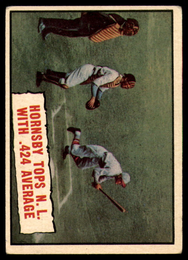 1961 Topps #404 Hornsby Tops N.L. with .424 Average EX++ Excellent++ 