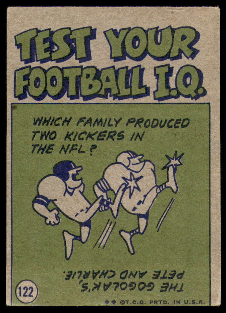 1972 Topps #122 Roger Staubach IA Very Good  ID: 187850