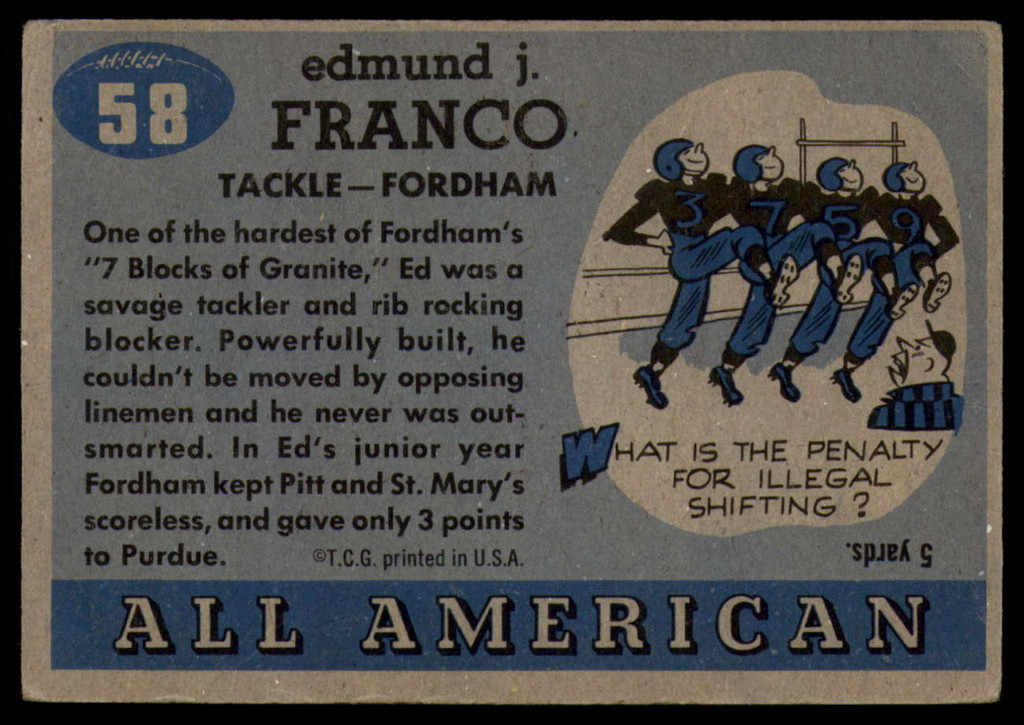 1955 Topps All American #58 Ed Franco VG Very Good 