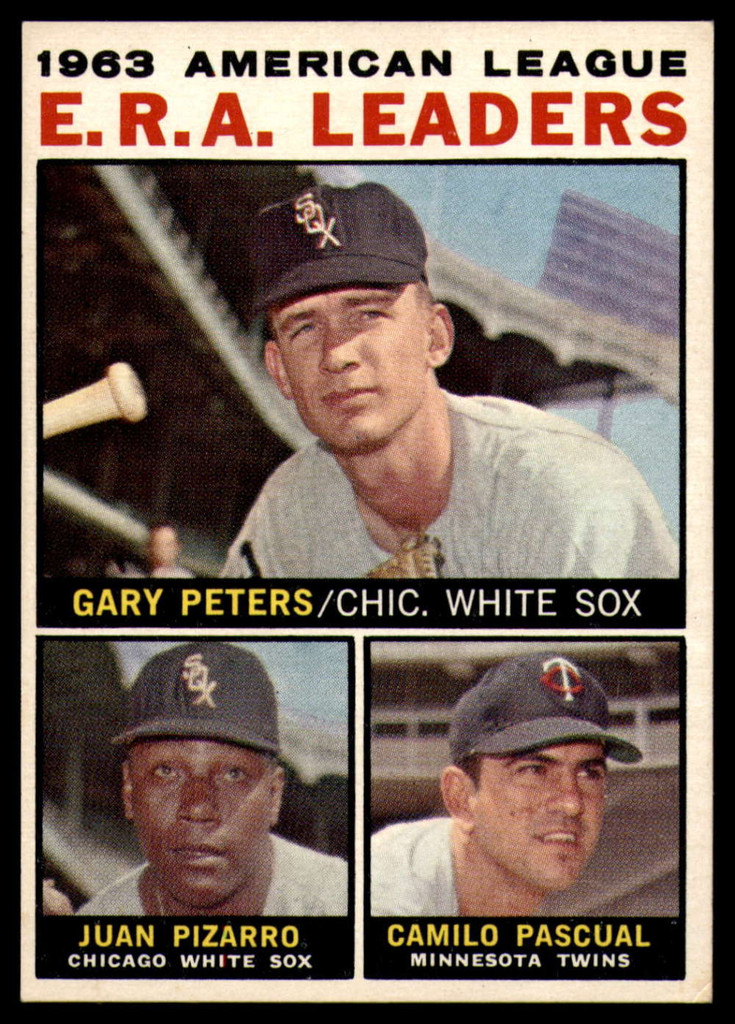 1964 Topps #2 Gary Peters/Juan Pizarro/Camilo Pascual AL E.R.A. Leaders EX/NM 