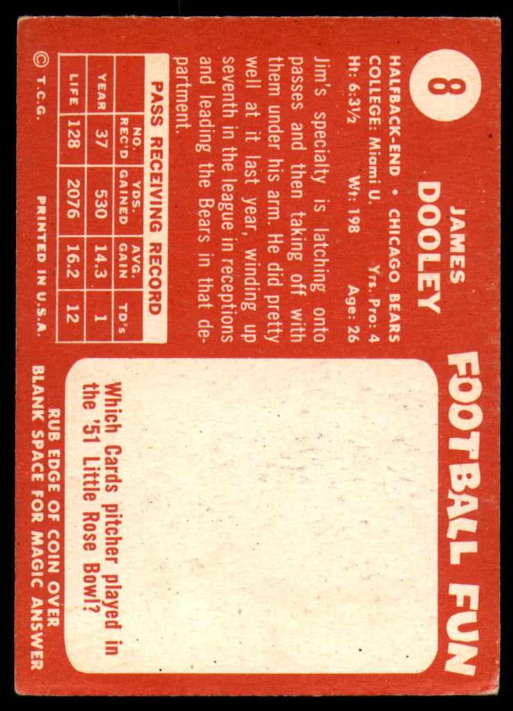 1958 Topps #8 Jim Dooley Very Good  ID: 246634