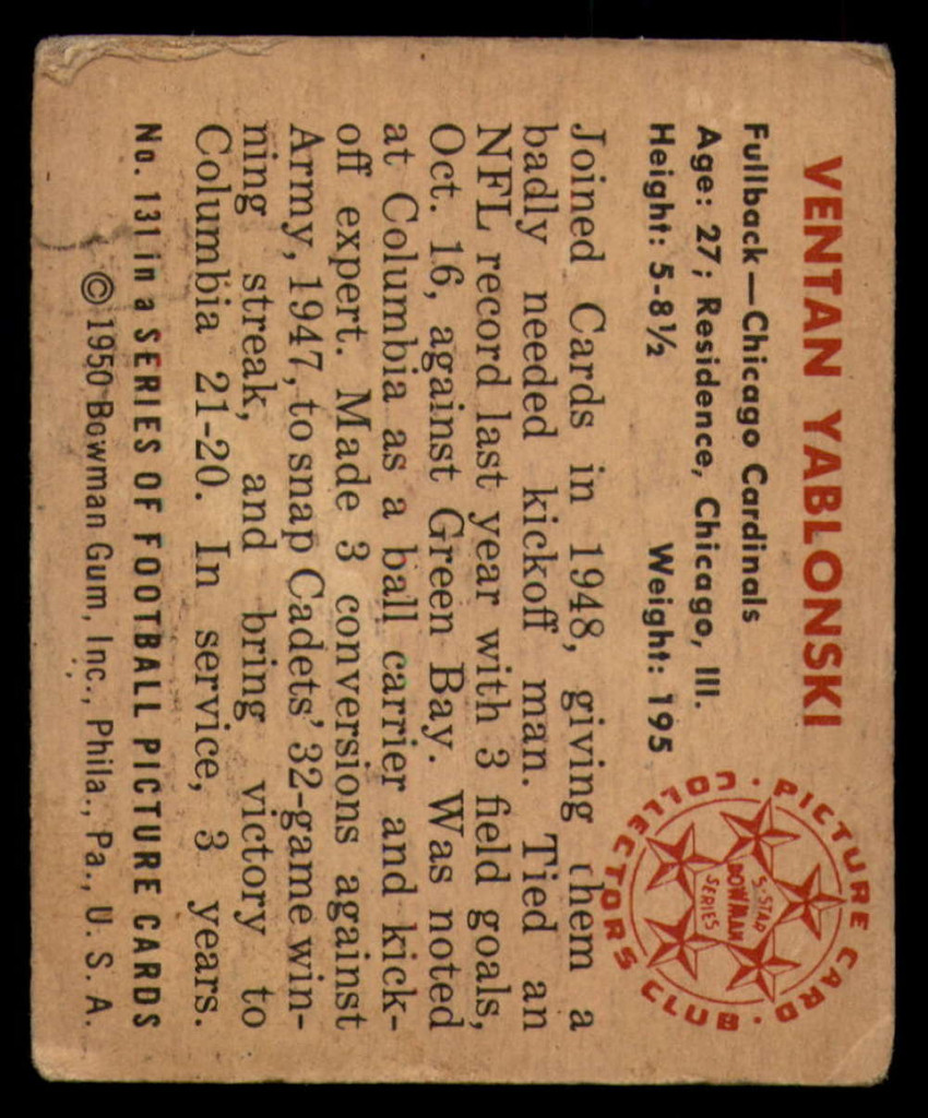 1950 Bowman #131 Ventan Yablonski G-VG 
